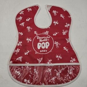 Vintage RARE Tootsie Roll Red Baby Bib Collectible Tootsi Roll Pop